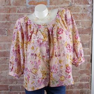 MinkPink Top Shirt Blouse Sz Small Pink Floral
